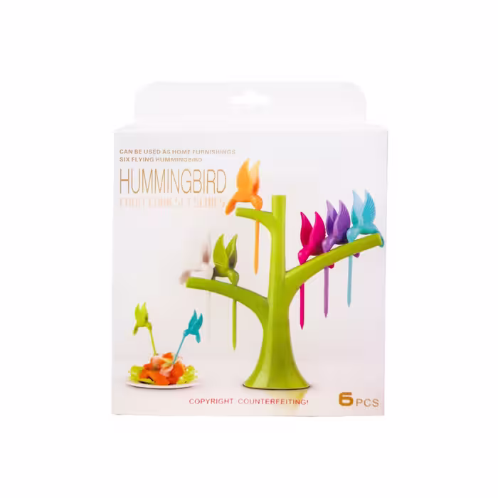 چنگال زیتون خوری مدل HUMMING BIRD کد RB227 مجموعه 6 عددی به همراه استند