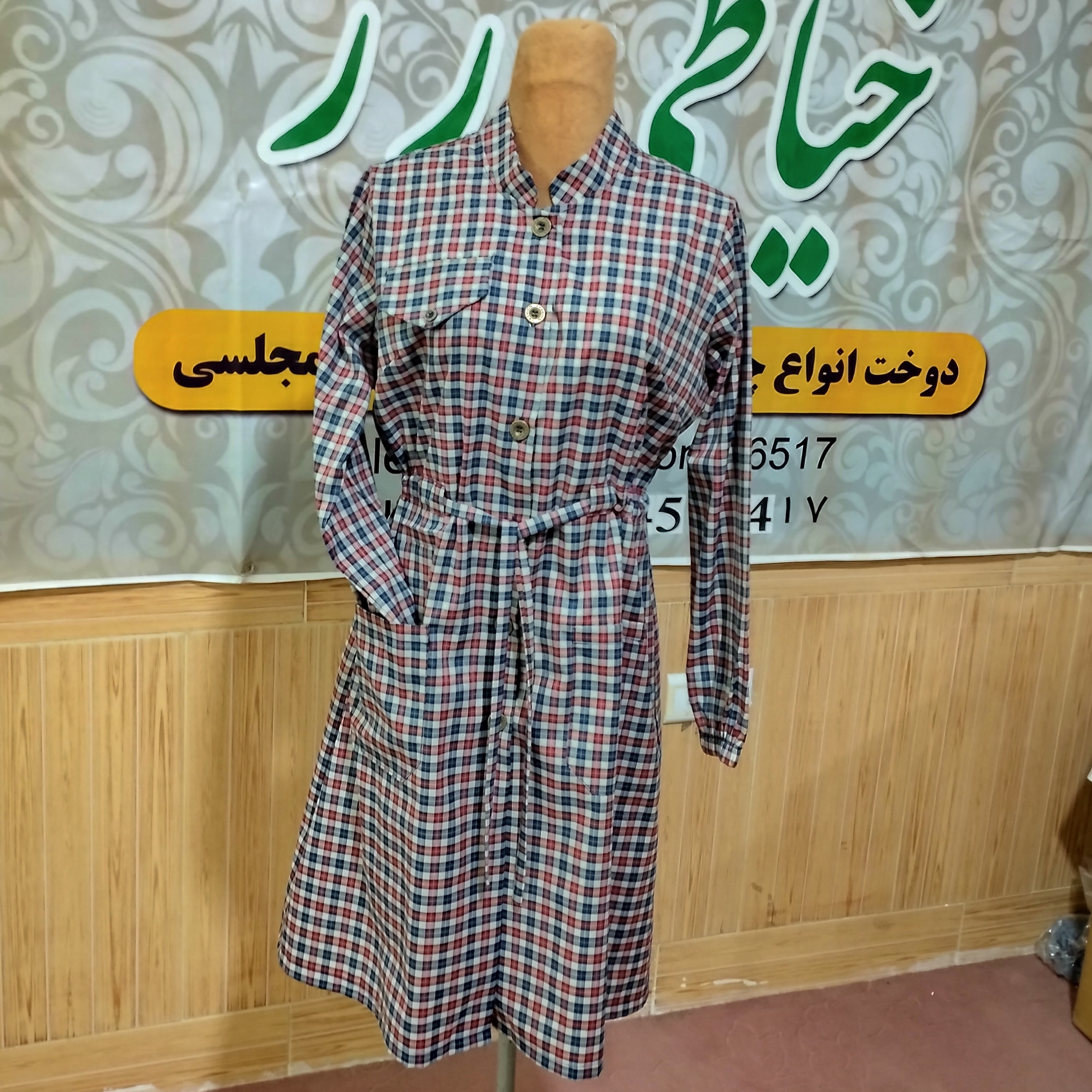 مانتو چارخونه شیک قد 95 شامل 6طرح زیبا سایز از 38تا48