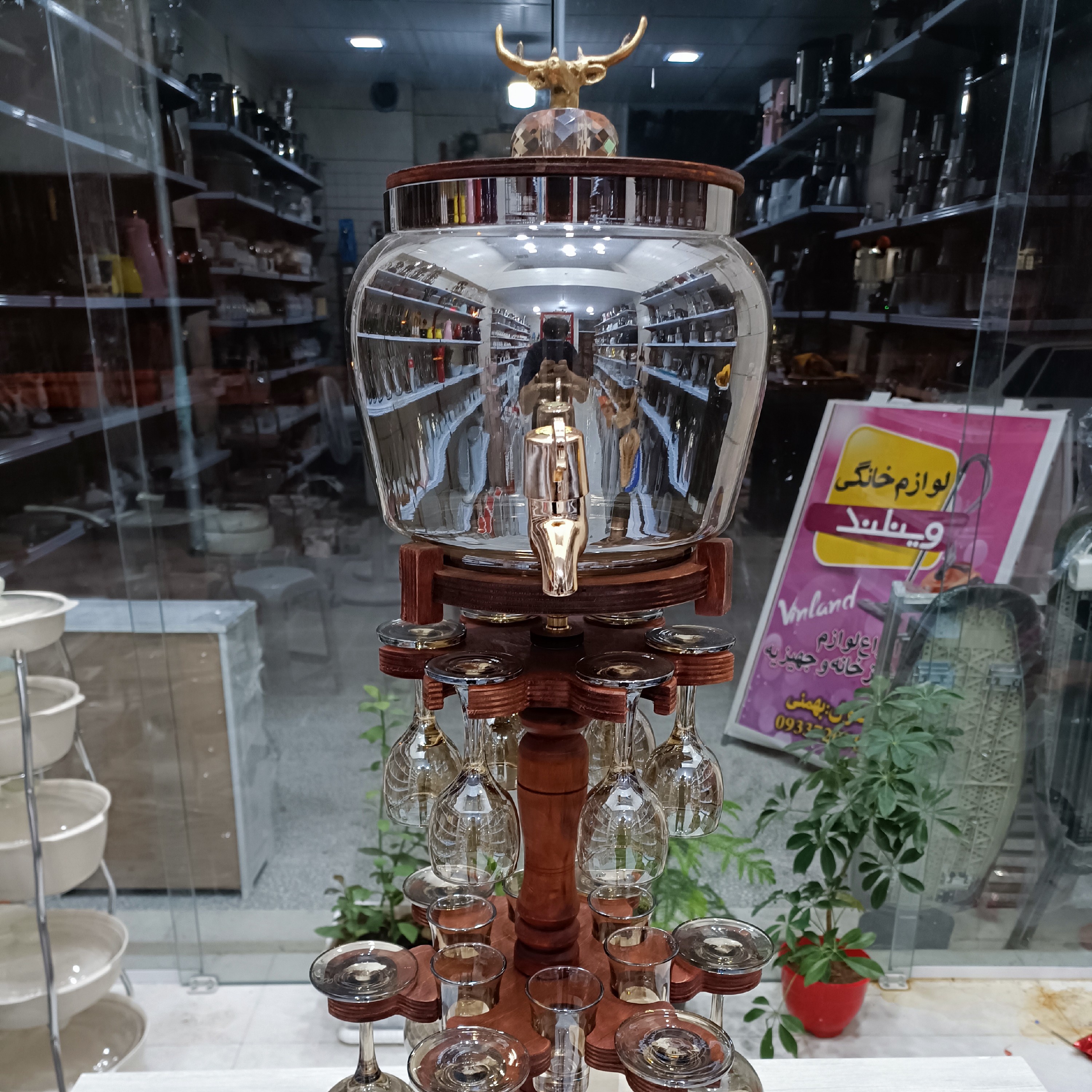 کلمن شیشه ای و گیلاس خوری 2 طبقه خمره