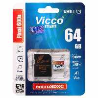 کارت حافظه microSDXC ویکومن مدل 600x plus کلاس 10 استاندارد UHS-I U3 A1 V30 سرعت 90MBs ظرفیت 64 گیگابایت به همراه آداپتور SD | کالا مکس
