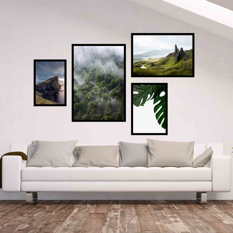 تابلو بکلیت طرح منظره طبیعت سرسبز مدل B-441 مجموعه 4 عددی | دنیای قاب