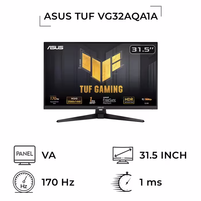 مانیتور گیمینگ ایسوس مدل TUF Gaming VG32AQA1A سایز 32 اینچ