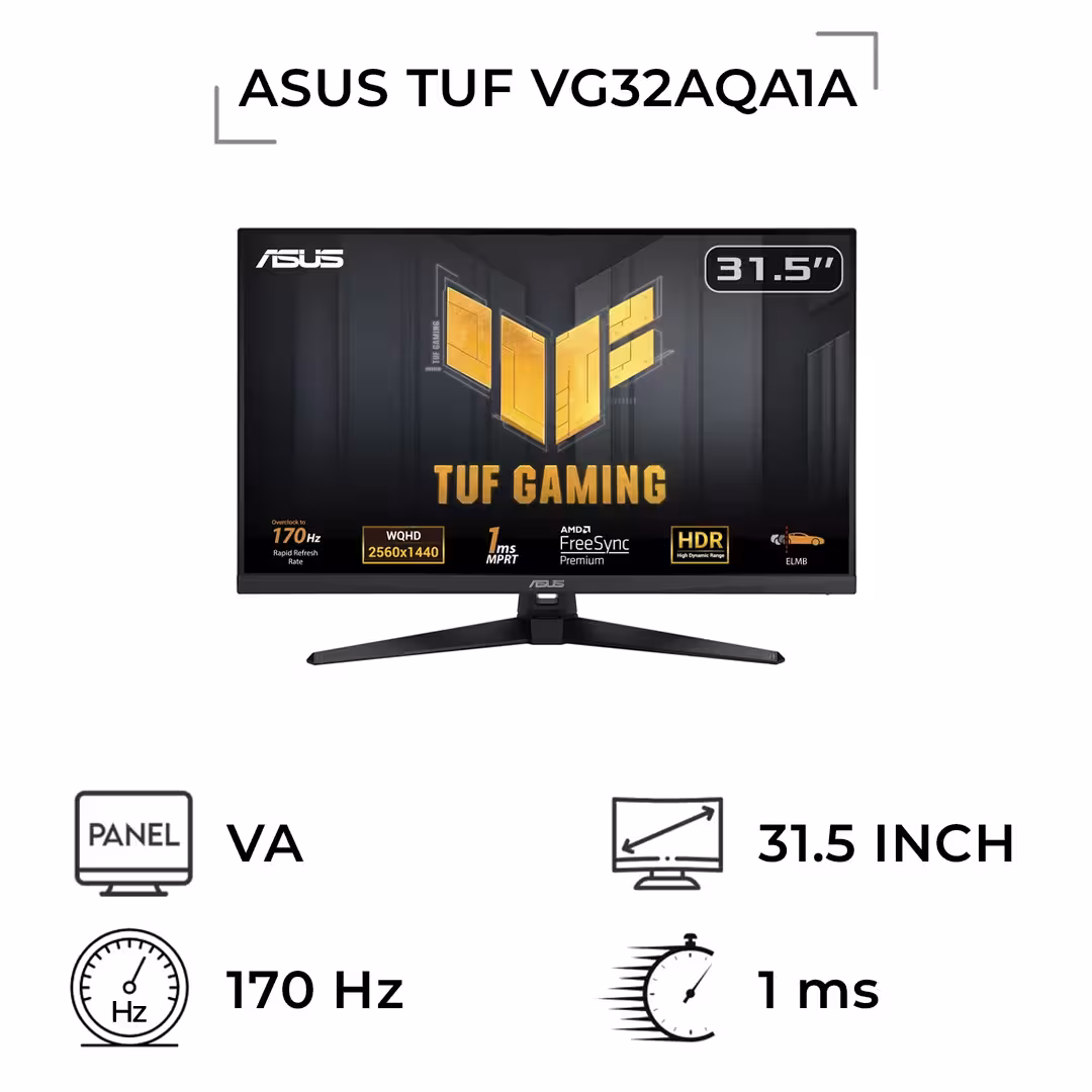 مانیتور گیمینگ ایسوس مدل TUF Gaming VG32AQA1A سایز 32 اینچ