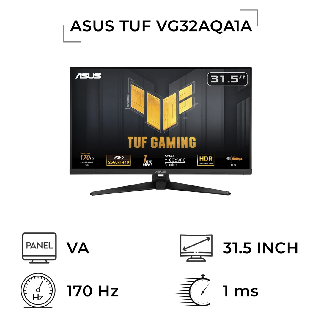 مانیتور گیمینگ ایسوس مدل TUF Gaming VG32AQA1A سایز 32 اینچ