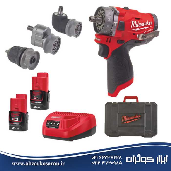 کیت دریل پیچ‌گوشتی چکشی میلواکی Milwaukee مدل M12FPDXKIT-202X