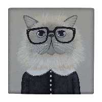 کاشی کارنیلا طرح گربه عینکی مدل لوحی کد klh903