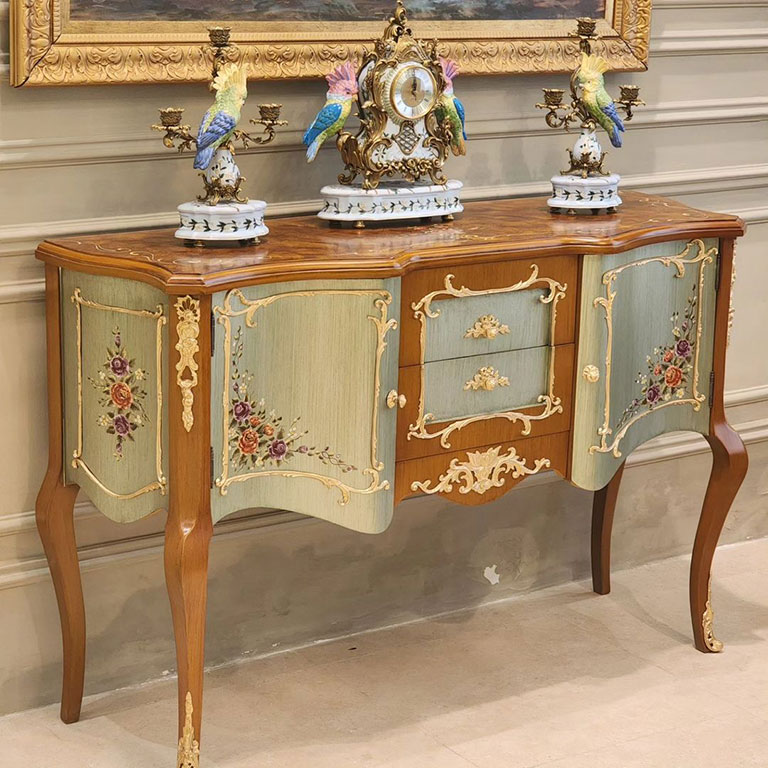 میز کنسول شیک قهوه ای و سبز