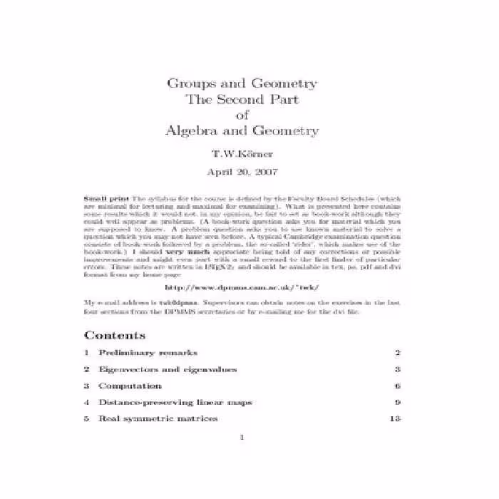 خرید و دانلود نسخه کامل کتاب Algebra and Geometry, Part II: Groups and Geometry