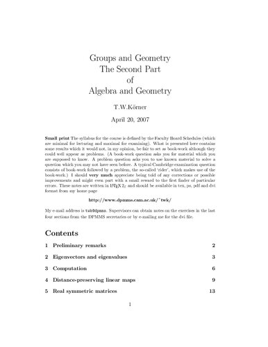 خرید و دانلود نسخه کامل کتاب Algebra and Geometry, Part II: Groups and Geometry