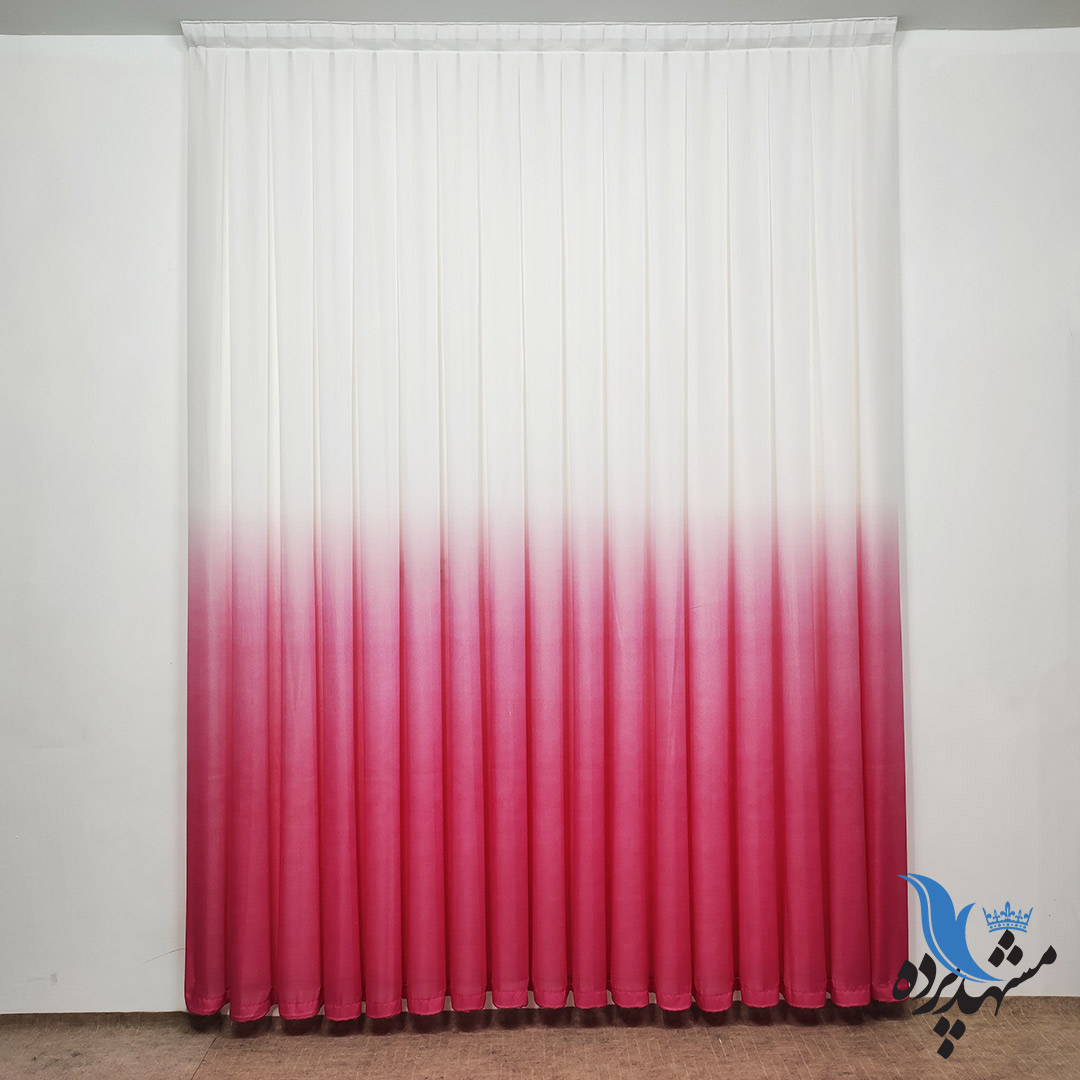 پرده حریر دو رنگ صورتی با دوخت در ارتفاع دلخواه (قیمت هر متر)