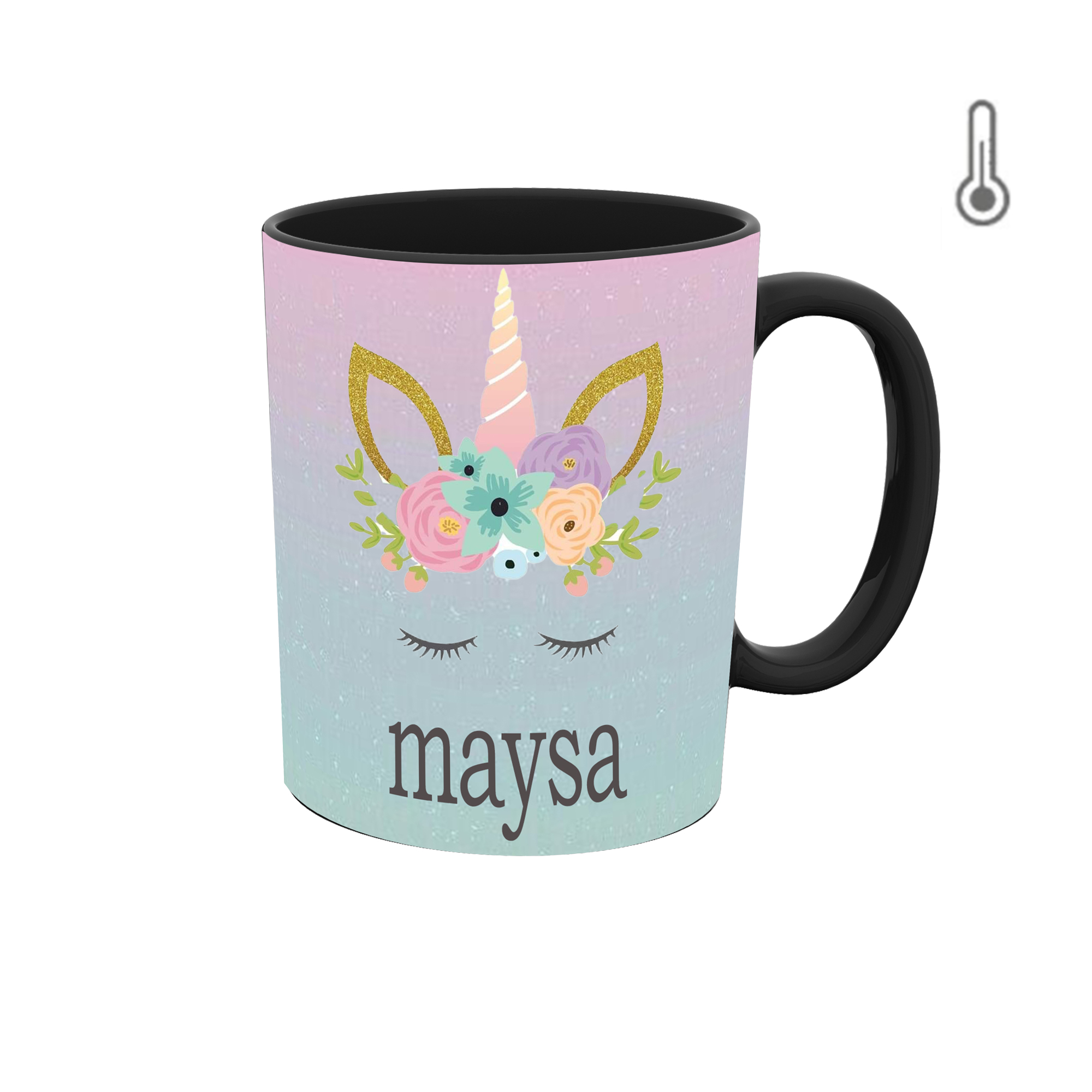 ماگ حرارتی طرح اسم مایسا مدل یونیکورن