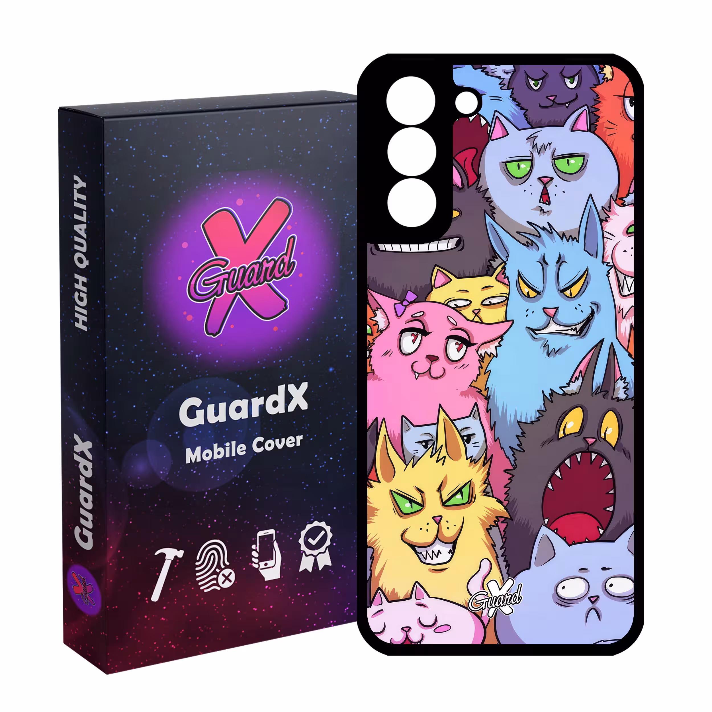 کاور گارد ایکس طرح گربه مدل Glass10578 مناسب برای گوشی موبایل سامسونگ Galaxy S21 FE