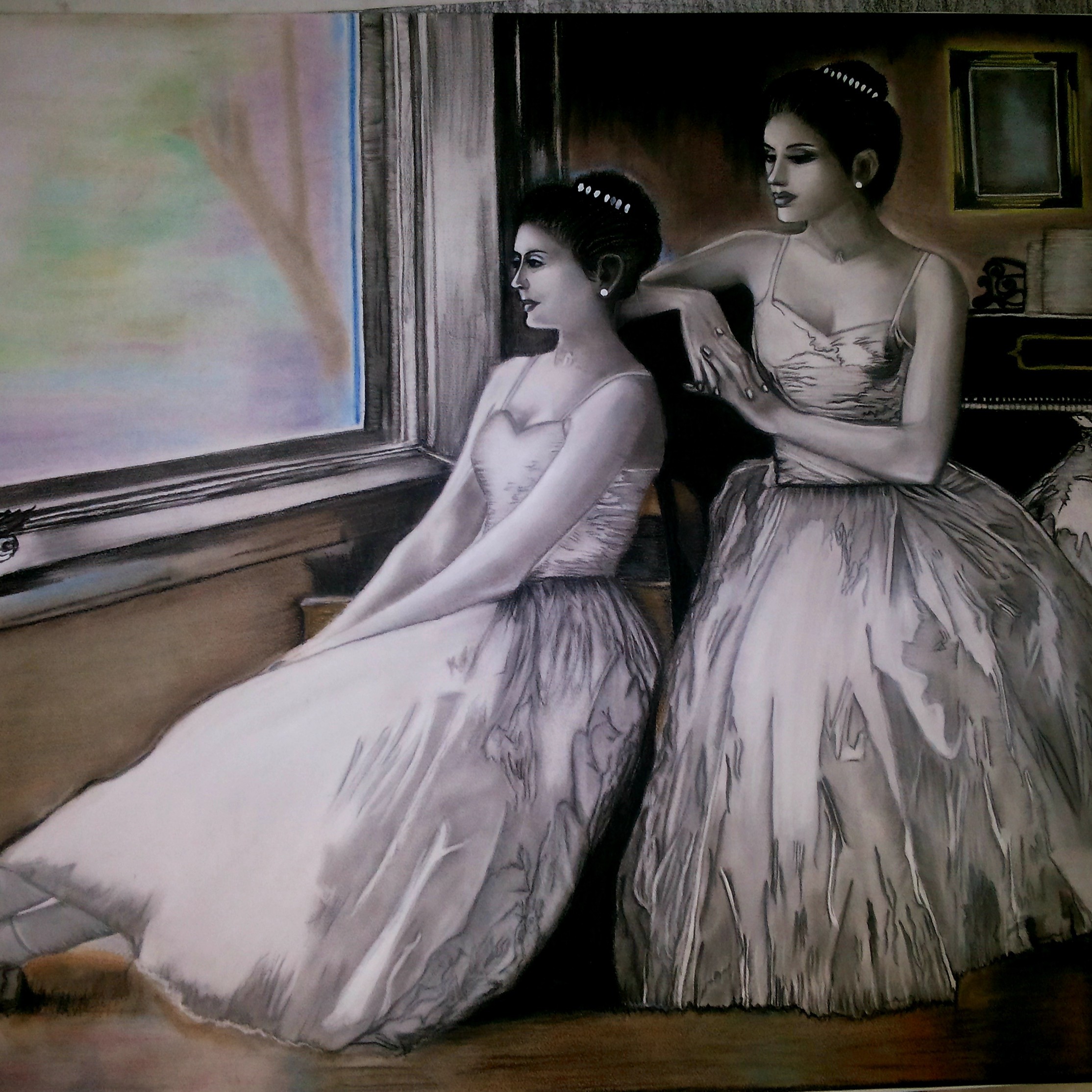 تابلو نقاشی سیاه قلم