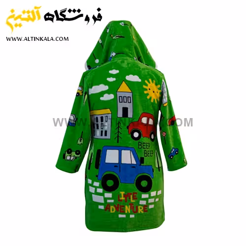 حوله پالتویی بچه گانه پودایران طرح ترافیک سبز سایز 90
