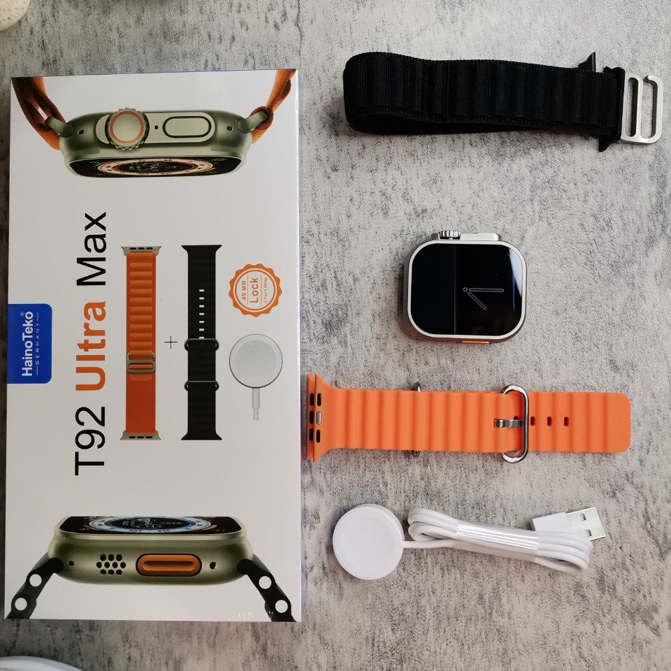 ساعت هوشمند اصلی هاینو تکو t92 ultra max با 2 بند اضافه کیفیت عالی ارسال سریع 41دال ایرپاد پاوربانک اسپیکر ماساژور 