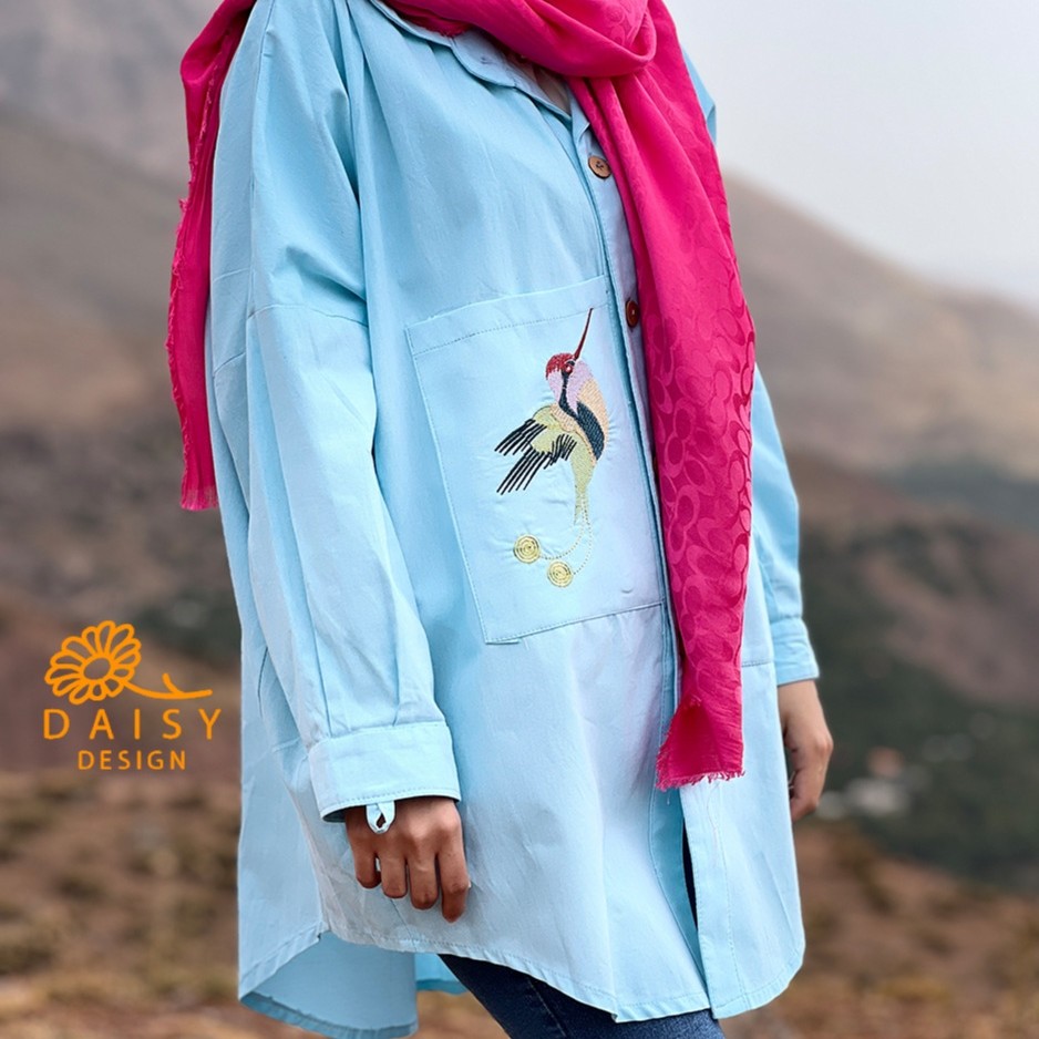 مانتو تونیک آبی راحتی