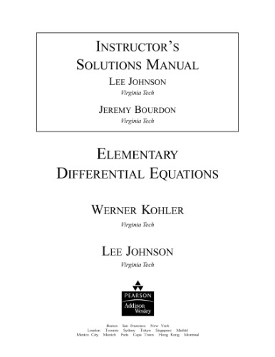 خرید و دانلود نسخه کامل کتاب Student Solutions Manual for Elementary Differential Equations