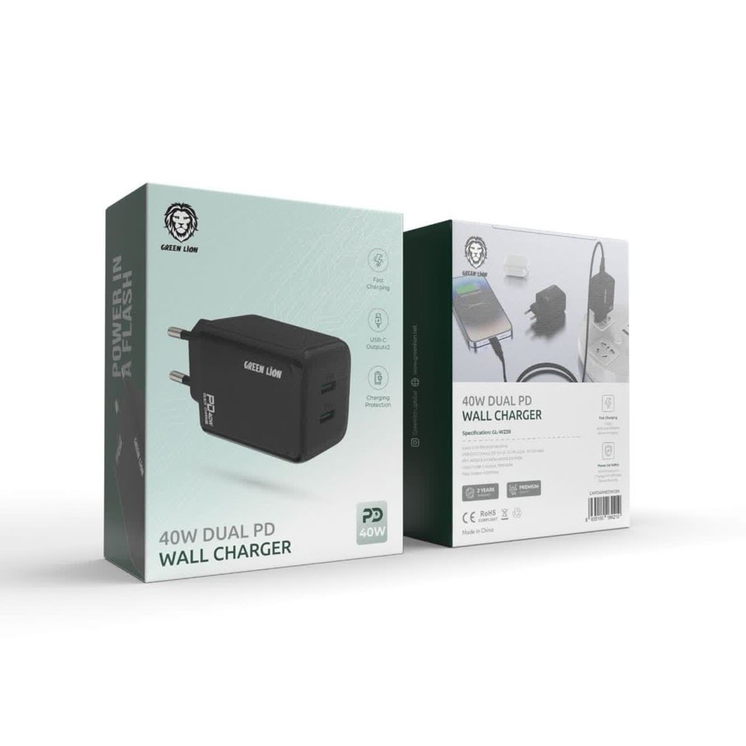 آداپتور دو پورت 40 وات گرین لاین Green Lion 40w DUAL PD Wall Charger