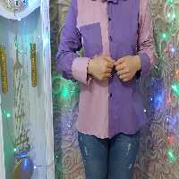 شومیز مزونی دو رنگ مدل پیراهن مردانه جیب دار یقه مردانه مچ دار 