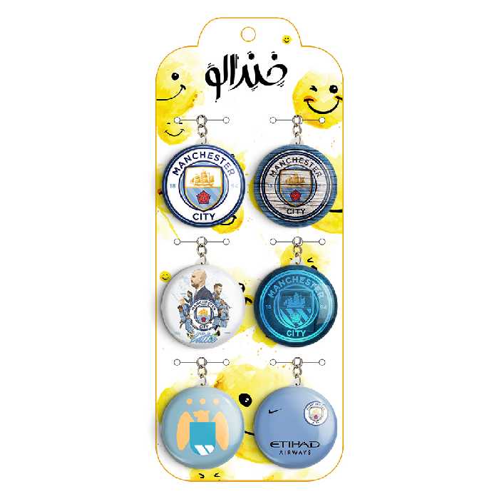 جاکلیدی خندالو طرح باشگاه منچستر سیتی کد 87B مجموعه 6 عددی
