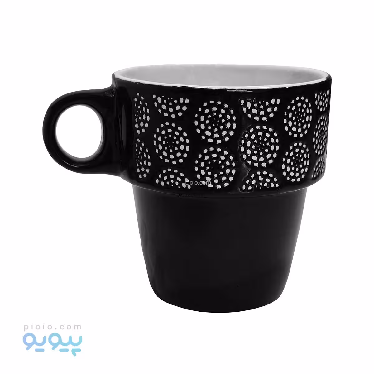 لیوان سرامیکی رنگ سفید و مشکی آیتم 8876
