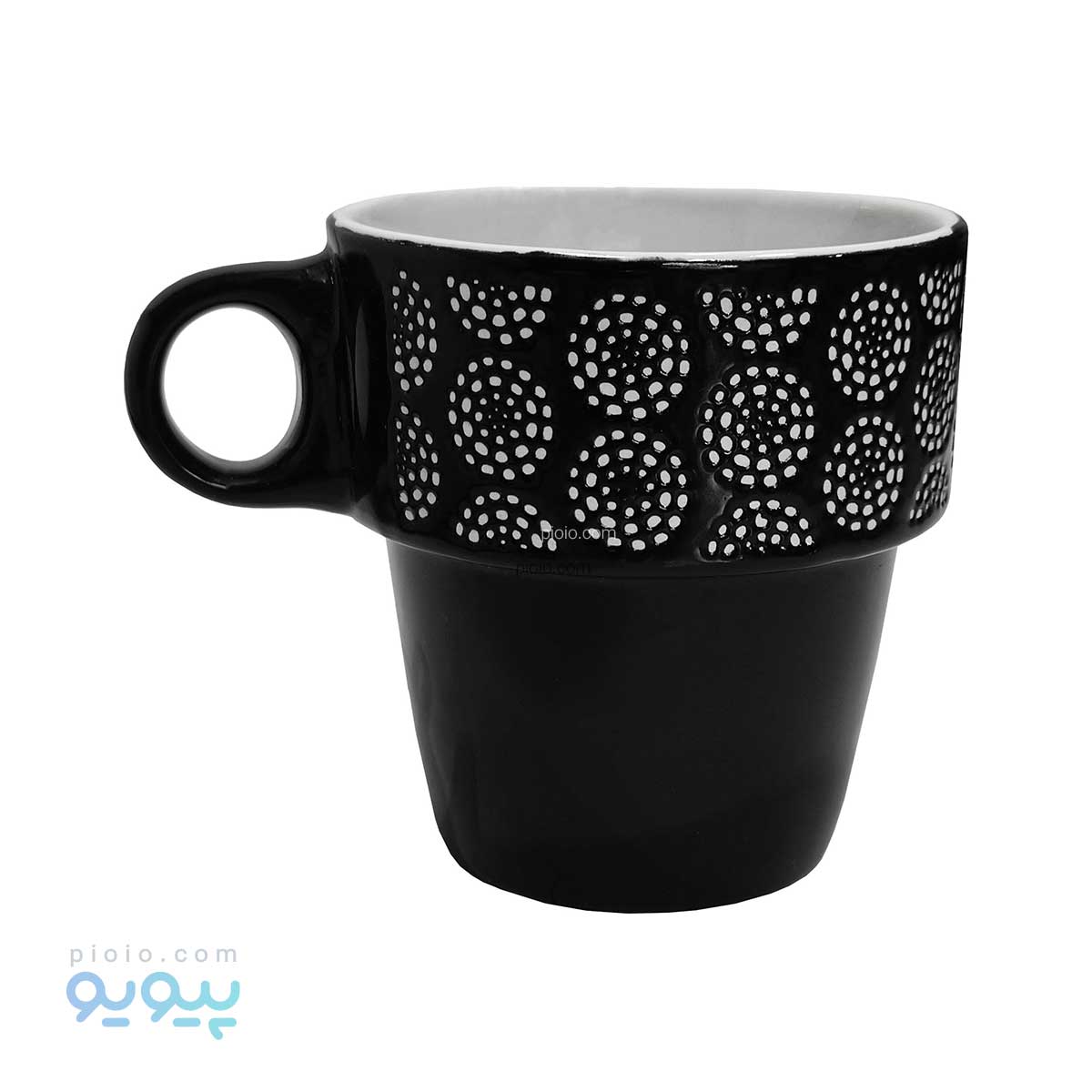لیوان سرامیکی رنگ سفید و مشکی آیتم 8876
