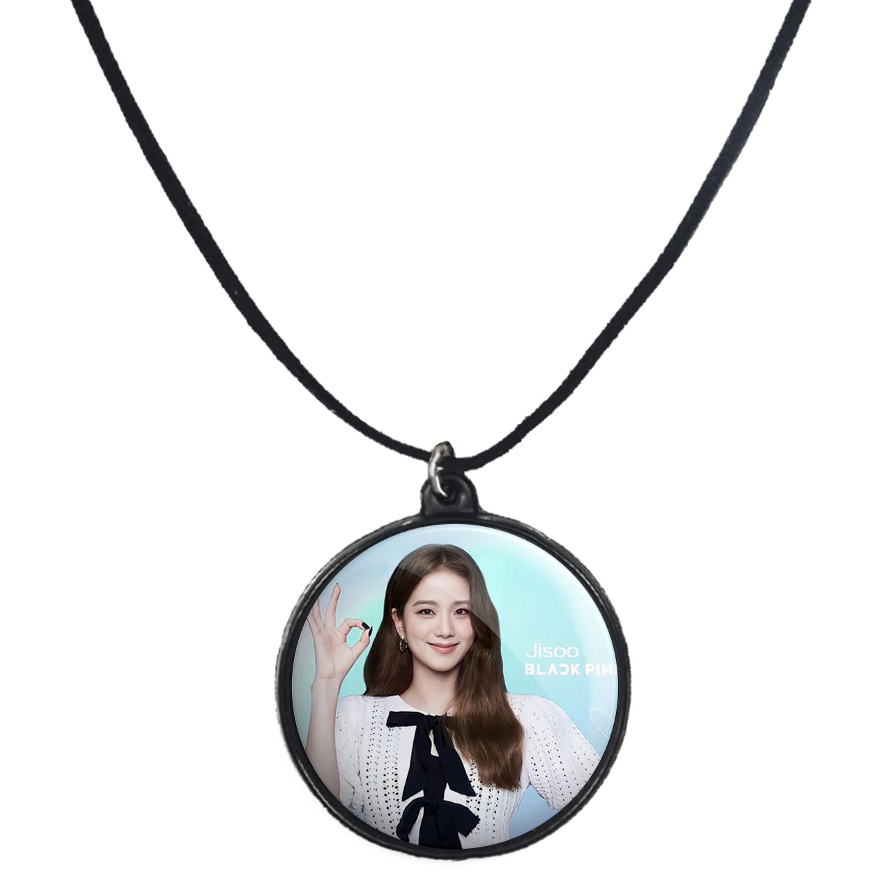 گردنبند پرمانه طرح بلک پینک کد pmb.18058 مدل دو طرفه