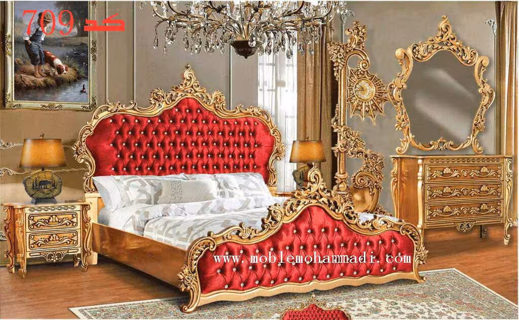 سرویس خواب کد 709چوب راش شامل تخت – دراور -قاب اینه – پاتختی
