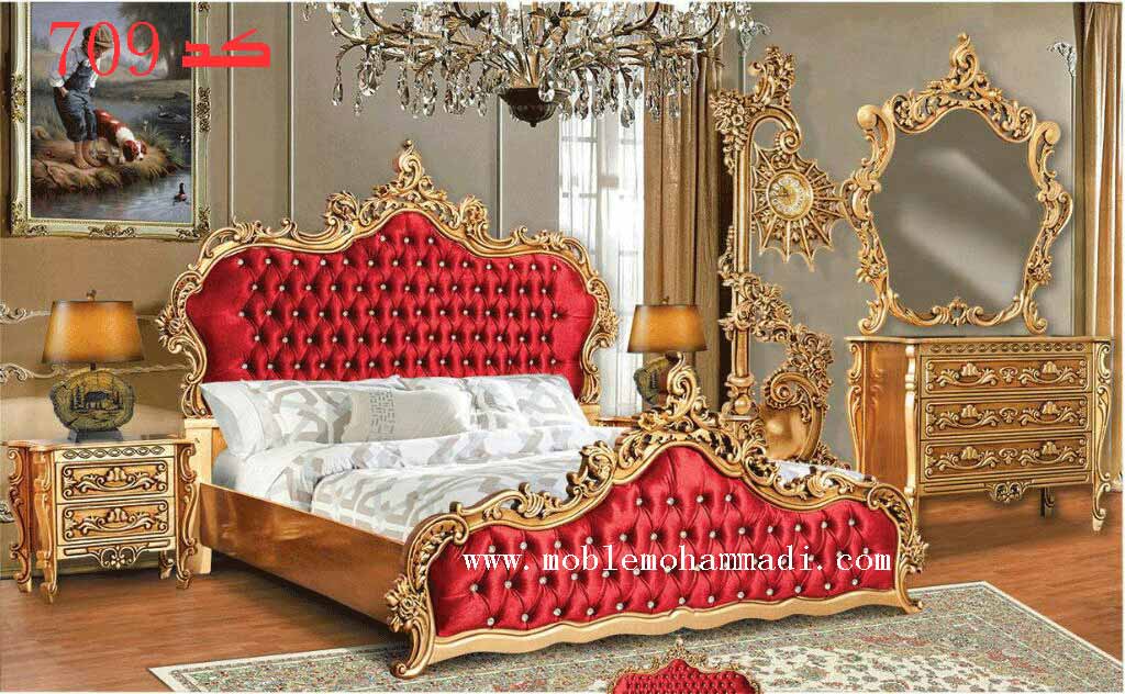 سرویس خواب کد 709چوب راش شامل تخت – دراور -قاب اینه – پاتختی