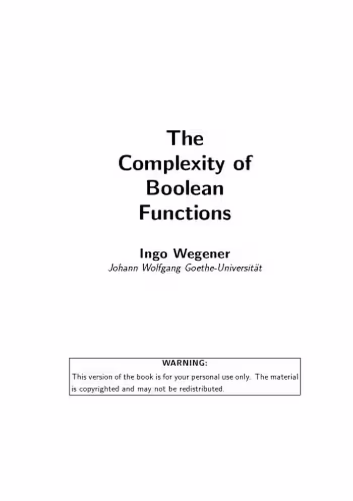 خرید و دانلود نسخه کامل کتاب The Complexity of Boolean Functions (Wiley-Teubner series in computer science)