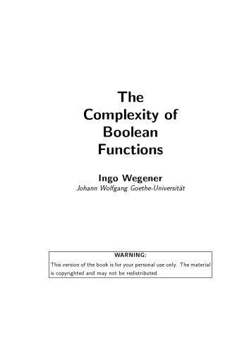 خرید و دانلود نسخه کامل کتاب The Complexity of Boolean Functions (Wiley-Teubner series in computer science)