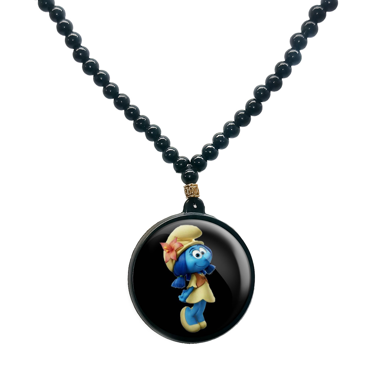 گردنبند پرمانه طرح اسمورف کد pmd.10498 مدل دو طرفه