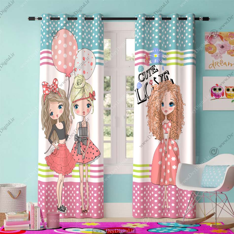 پرده چاپی دخترانه پرنسس های زیبا PK-2826