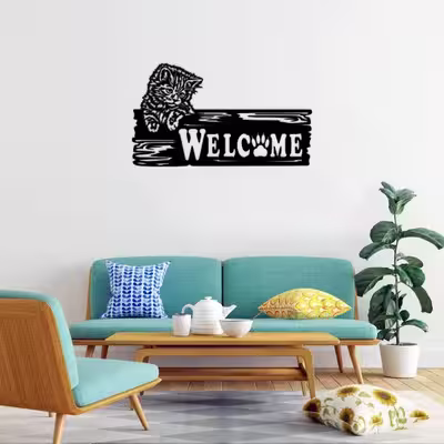 دیوارکوب ماهوت طرح گربه welcome