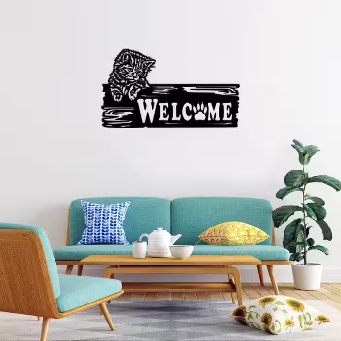 دیوارکوب ماهوت طرح گربه welcome
