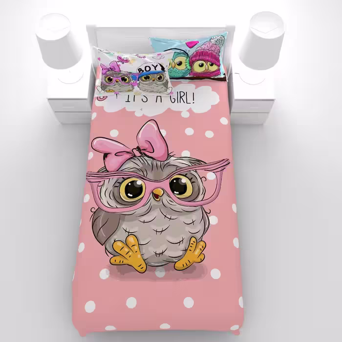 سرویس خواب مدل جغد Pink owl یکنفره 5 تکه