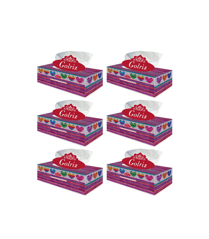 دستمال کاغذی 100 برگ گلریز مدل بافتینه بسته 6 عددی