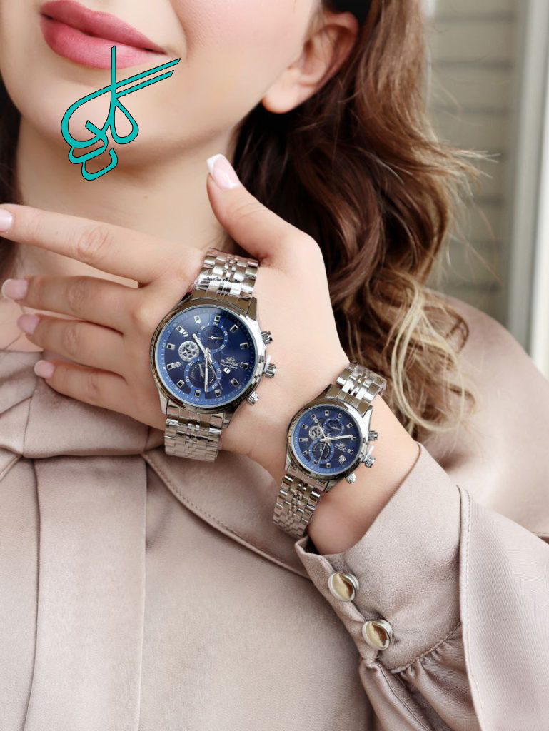 خرید ست ساعت مردانه و زنانه الگانس ELEGANCE طرح کرنو ضدآب موتور ژاپن تاریخ دار دارای بند قفلی و رنگبندی متنوع کد 2116297 - ردگل
