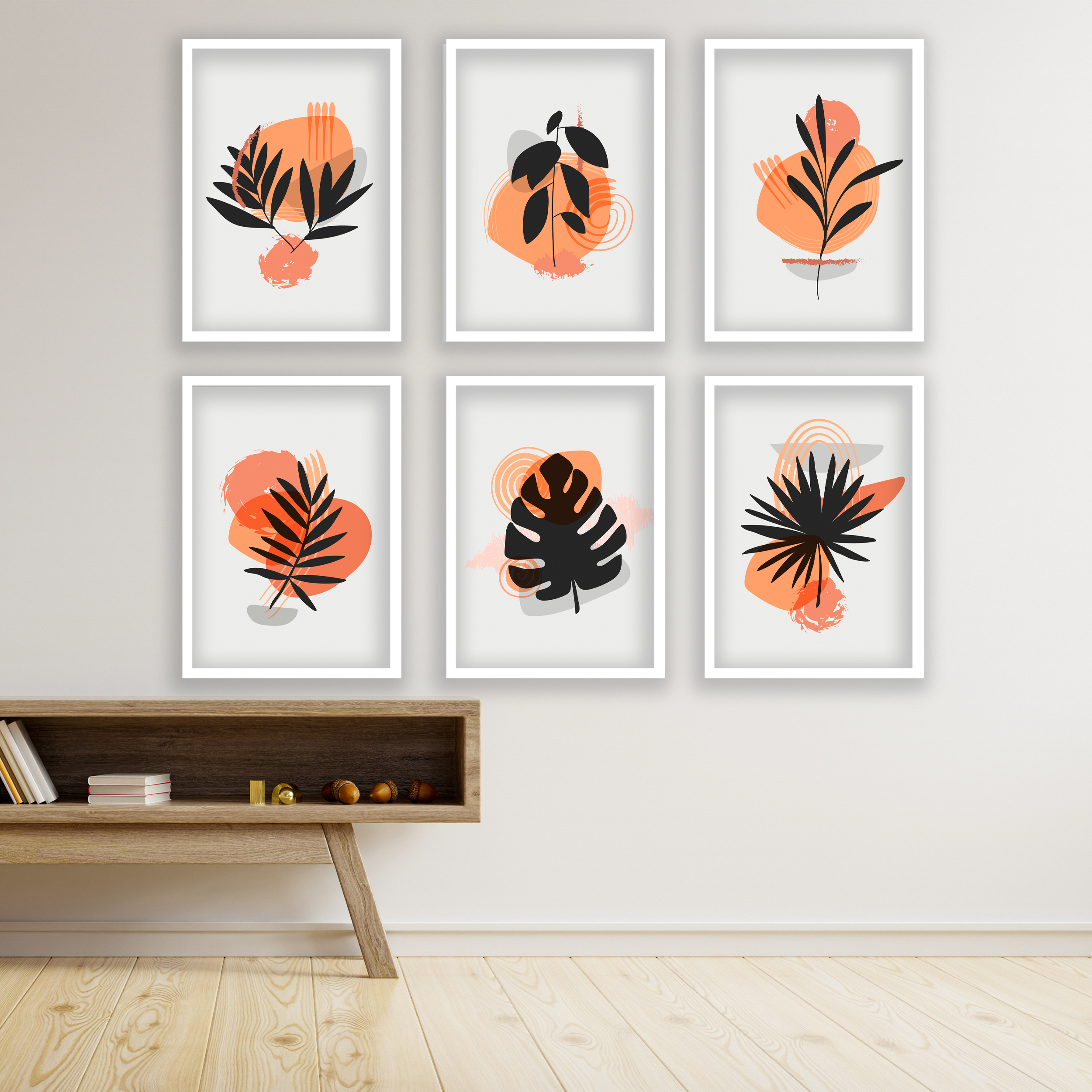 تابلو مدل مینیمال دکوراتیو کد LA-G6013 مجموعه 6 عددی