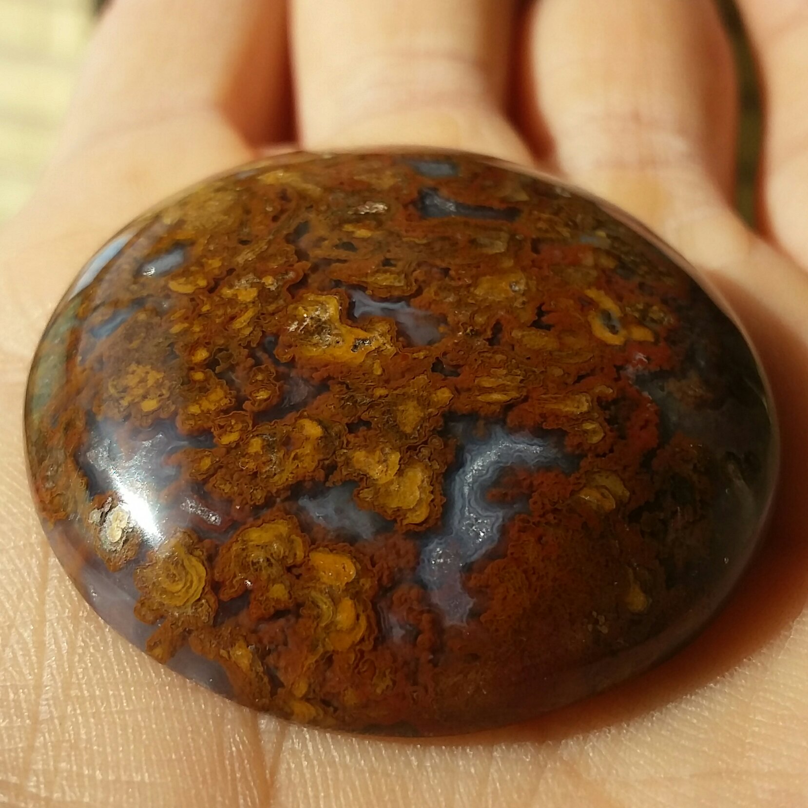 نگین شجر پاییزی 7 رنگ بسیار دیدنی شکیل تراش دامله سایز بسیاردرشت مدالی دو طرفه