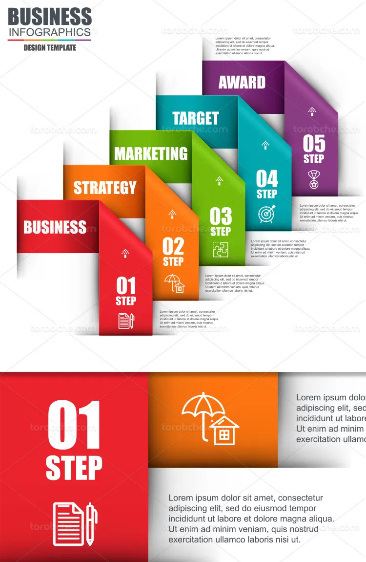 وکتور اینفوگرافیک 5 بخشی بیزینس | گرافیک با طعم تربچه