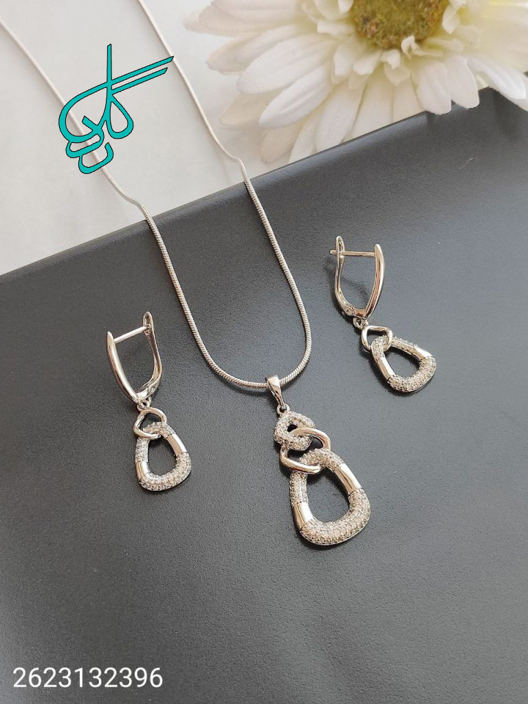 خرید نیمست زنانه ژوپینگ زنجیری شیک نقره ای نگین دار رنگ ثابت آبکاری شده ضد حساسیت و کیفیت عالی همراه با زنجیر کد 1715485 - ردگل