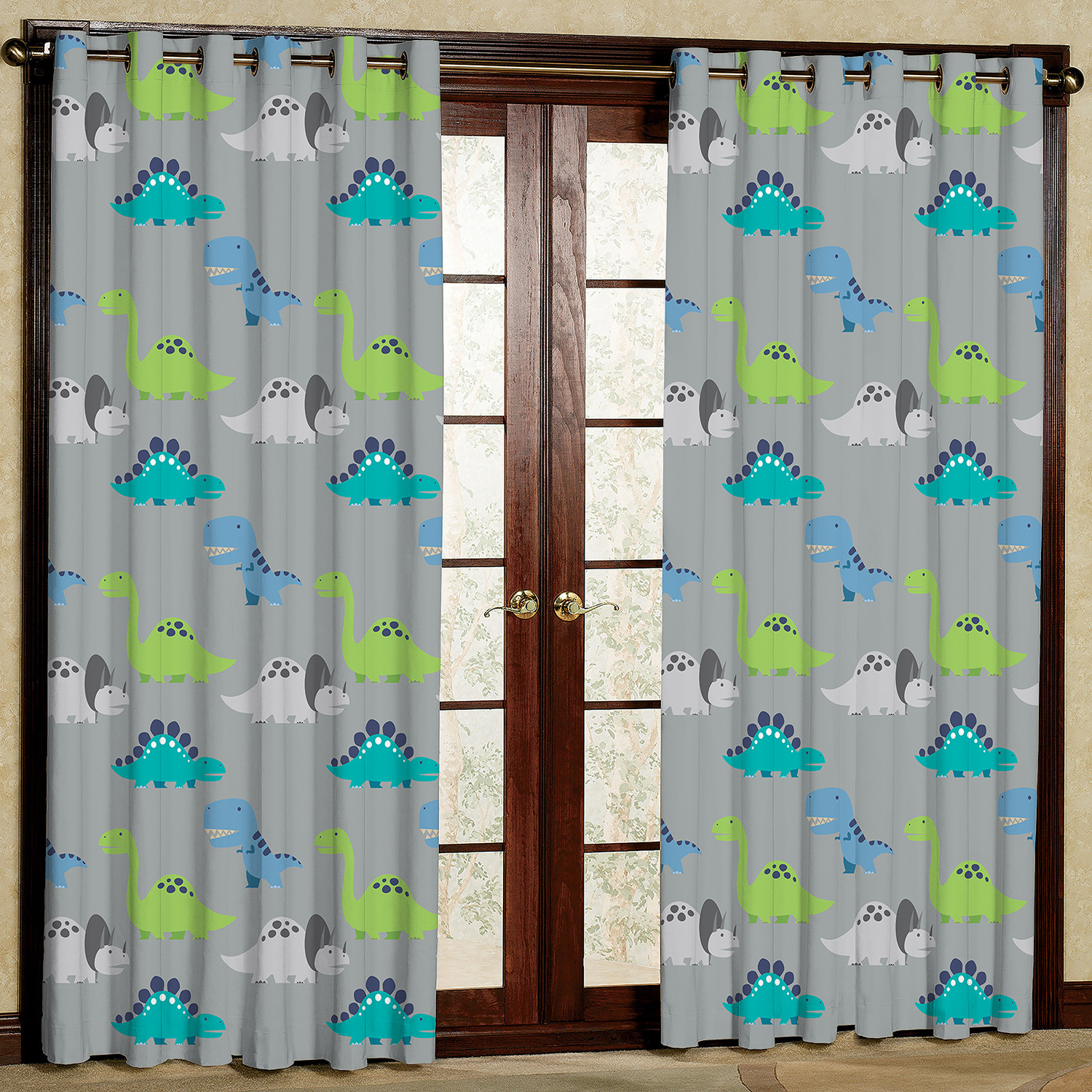 پرده مدل دایناسور هازان پانچی کد 4025 سایز 140x200 سانتی متر