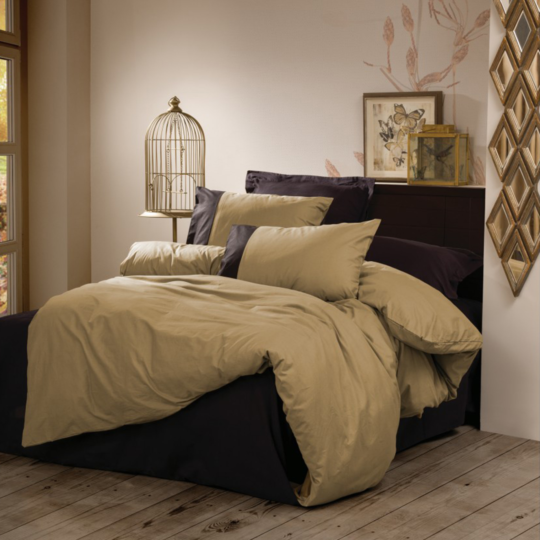 سرویس ملحفه کاتن باکس مدل Plain Yesil-Siyah تک نفره 3 تکه