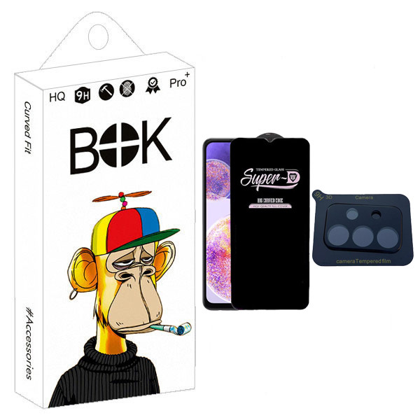 محافظ صفحه نمایش بوک مدل SuperD Pro مناسب برای گوشی موبایل سامسونگ Galaxy a23 به همراه محافظ لنز دوربین 3D | کالا برتری