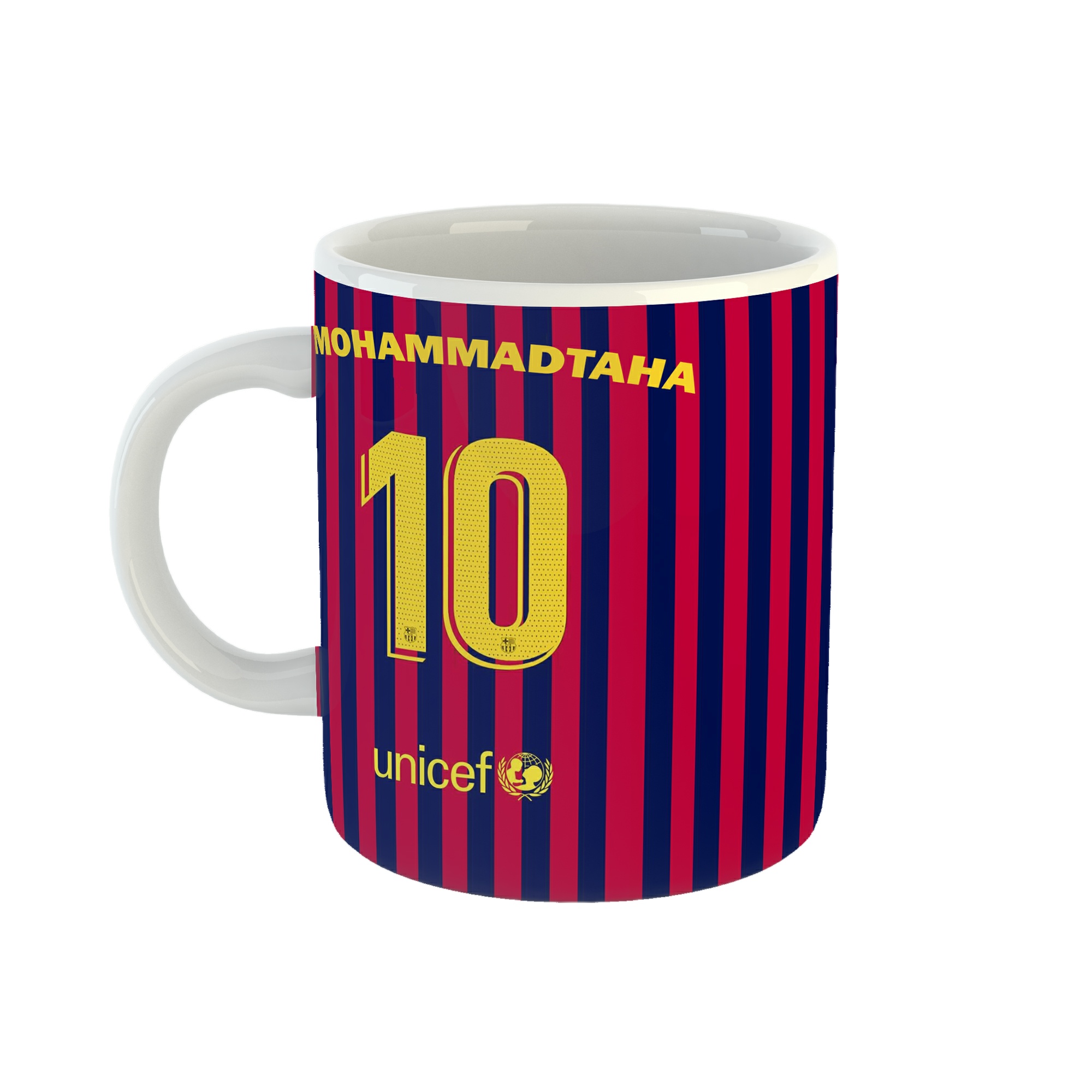 ماگ طرح اسم محمدطاها مدل بارسلونا کد 125