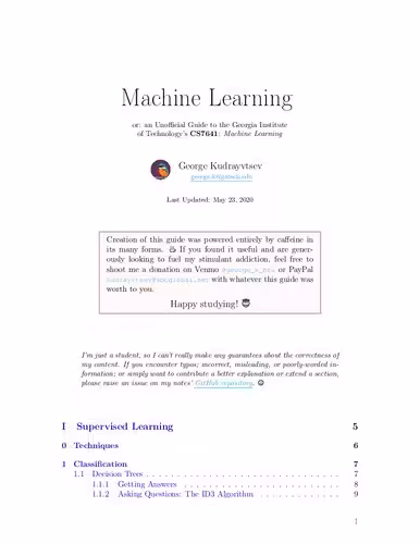 خرید و دانلود نسخه کامل کتاب Machine Learning, or, An Unofficial Guide to Georgia Institute of Technology's CS7641: Machine Learning