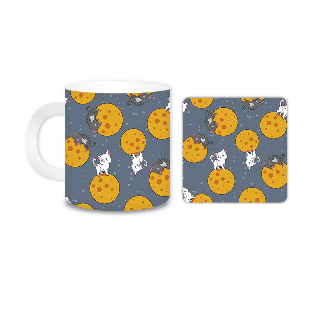 ماگ مدل گربه کد 404 به همراه زیر لیوانی