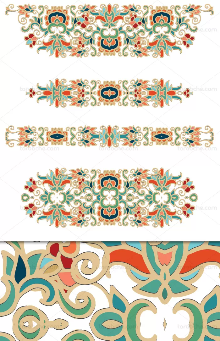 وکتور مجموعه المان های گل و بته سنتی | گرافیک با طعم تربچه