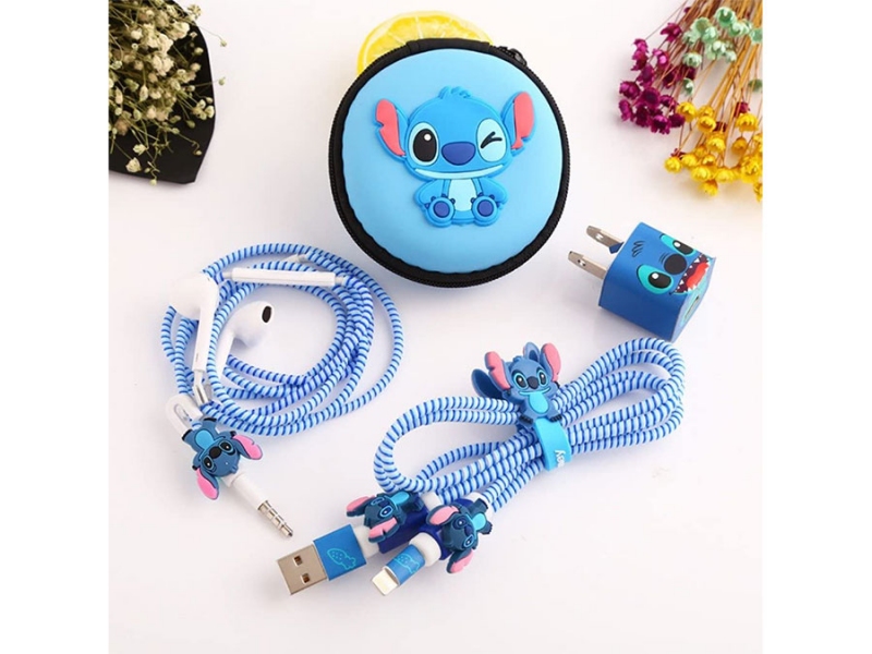 پک کیف و محافظ کابل شارژ آیفون خرس آبی Cover Charger Protector Blue Bear